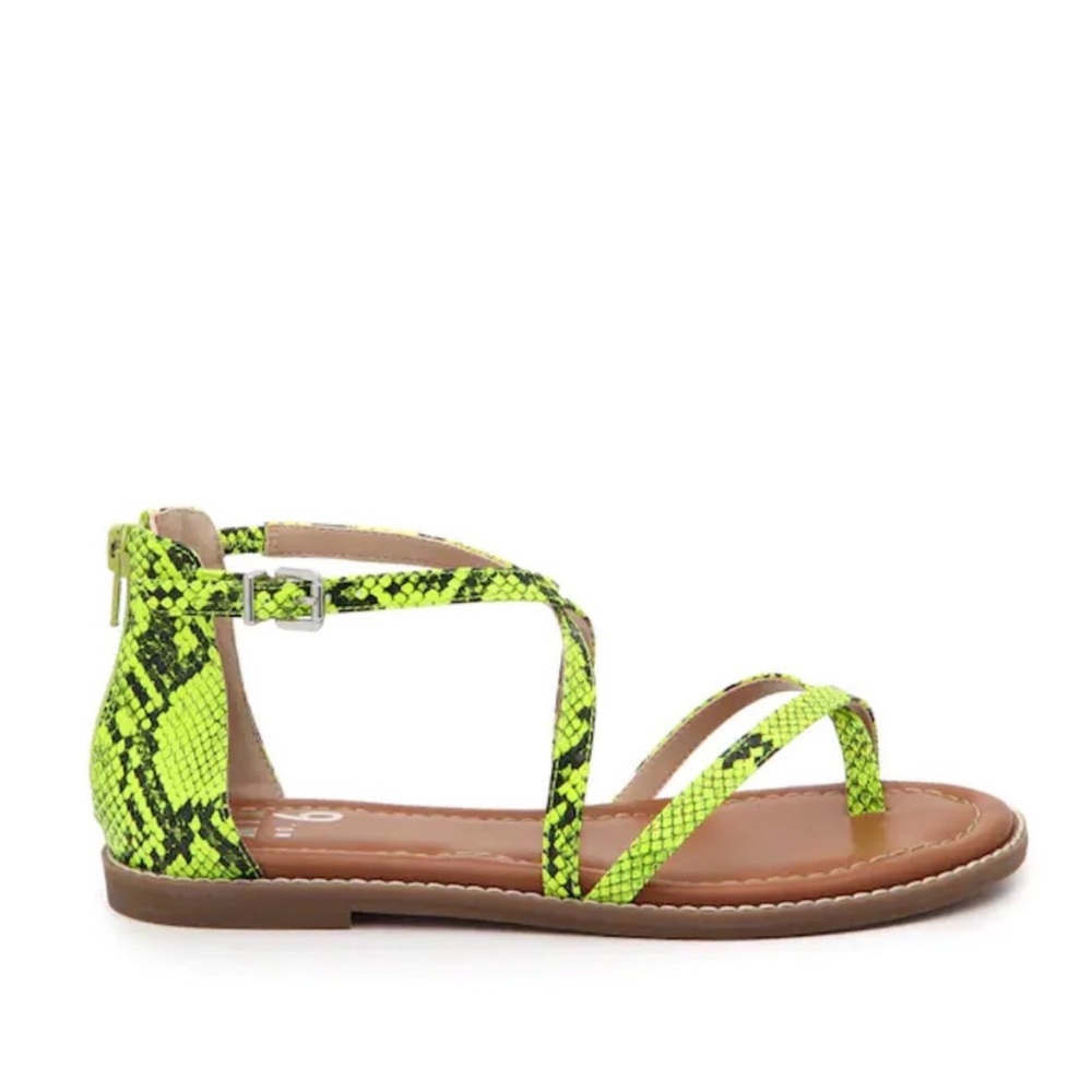 Mix No 6 Neon Green/Highlighter yellow Snake Print Sandals